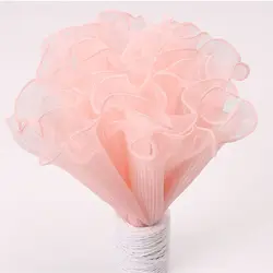 Pink Floral Packaging for Bouquets Including Decorative Mesh Wrapping Paper, Pearl-Edged Wrapping Paper, Wrinkled Wave Mesh