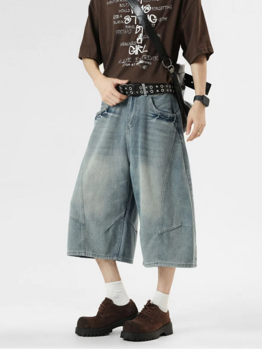 

Ковбойские мужские джинсы свободного покроя в американском стиле ретро, летние модные брендовые прямые брюки большого размера, повседневные широкие брюки