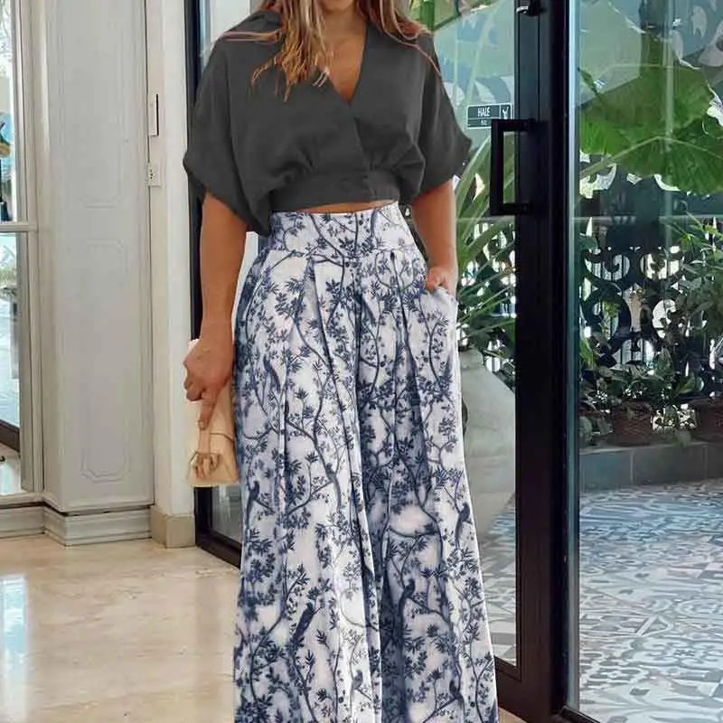 Faion Spring Set da donna ort Sved irt Pantaloni lunghi Motivo floreale Pendolarismo Sle Tee-piece Suit Abbigliamento casual per adulti