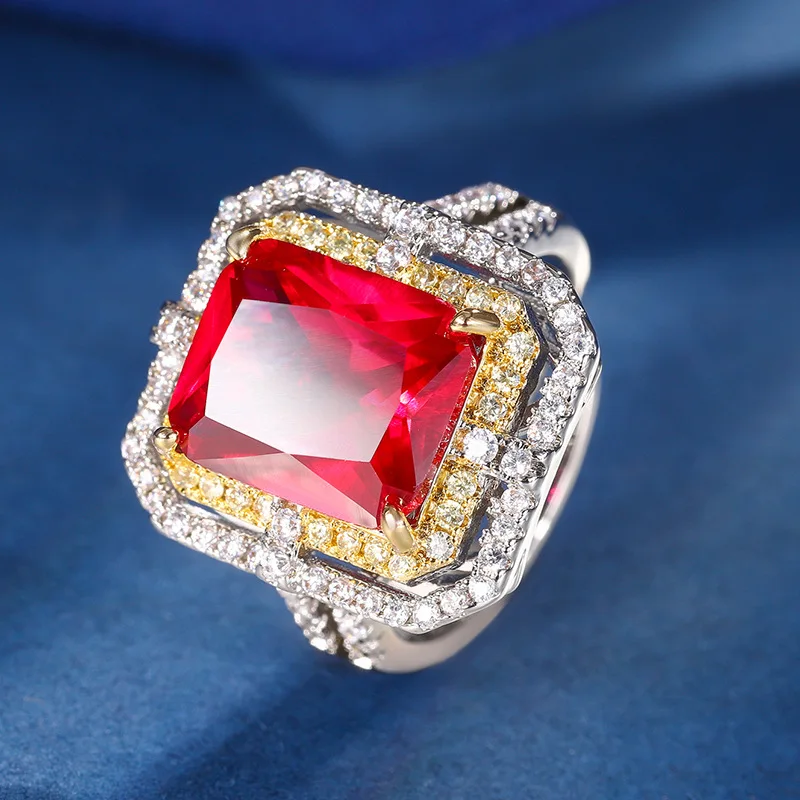 Jewelry Gold Plated Red Corundum Square Wrist Women's Set 12*16-12*14