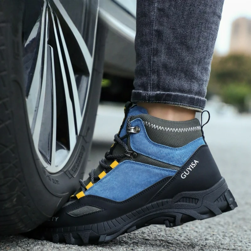 Men's Safety Shoes High Top Work Shoes Anti-smash Anti-puncture Men Boots Male Sneakers Steel Toe Non-slip Indestructible Shoes
