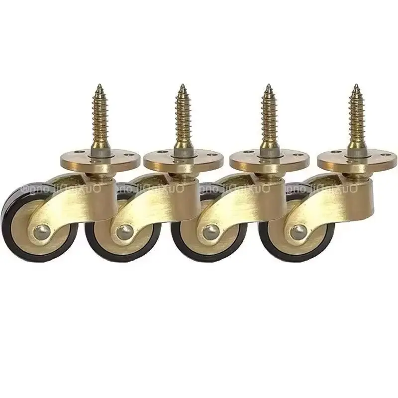 4PCS 1'' Solid Brass Wheels Universal Furniture Casters Table Chair Sofa Piano Cabinet Feet Castors Flexible Rotation Rollers