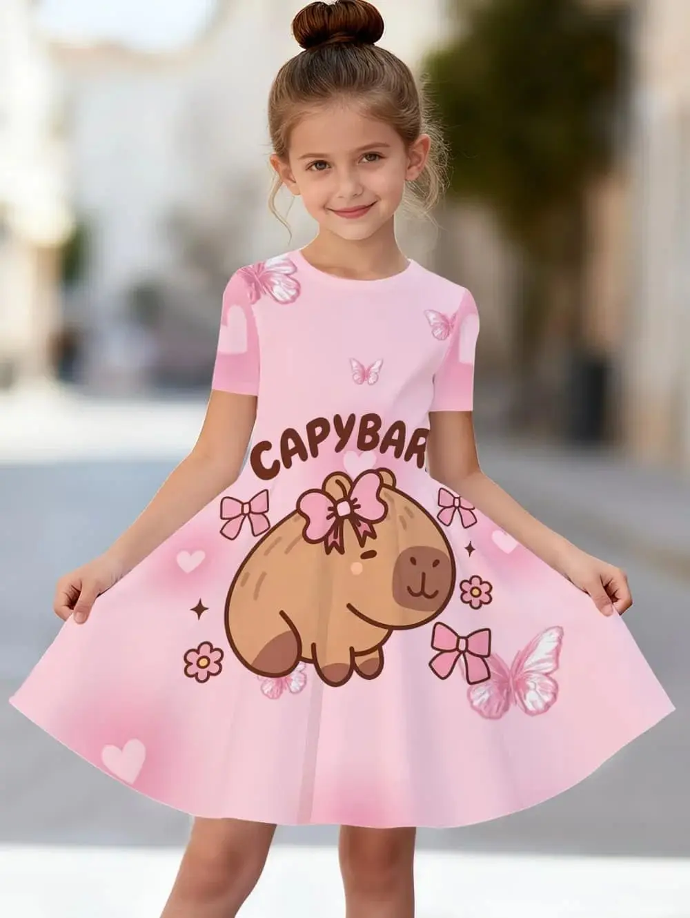 Dress for girls Fashion Capybara Children Clothes Summer Girls Clothes Comfortable Princess Dresses Trendy Cartoon Girl dresses