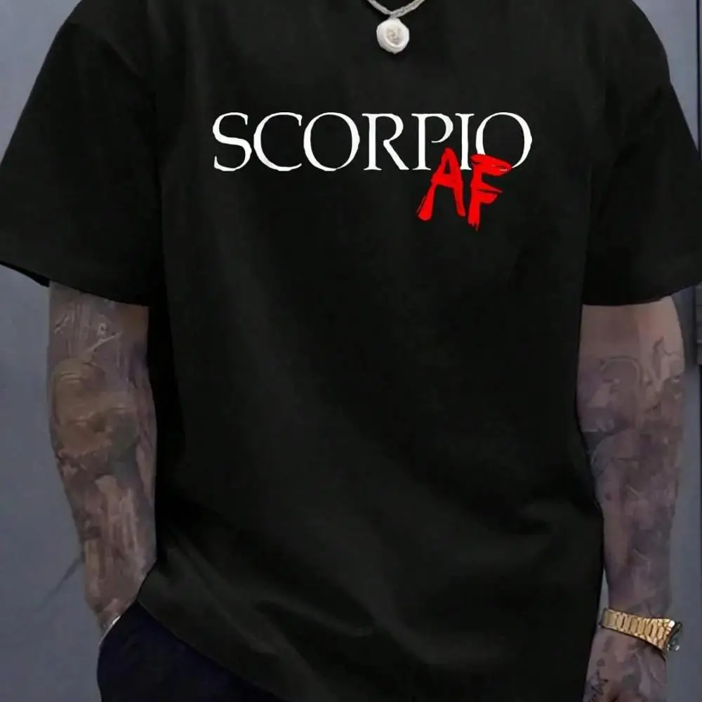 100_ Cotton Scorpio AF Zodiac Star Sign Astrology Minimalist T-Shirt Women s Men s Graphic Tee, Causal Tops Fashion Tshirt