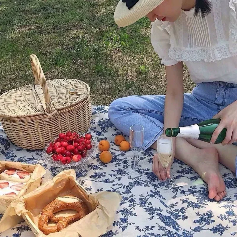 リネンとコットンのレトロなダイニングテーブルカバー,花柄のテーブルクロス,ピクニックマット,写真の背景,部屋の装飾