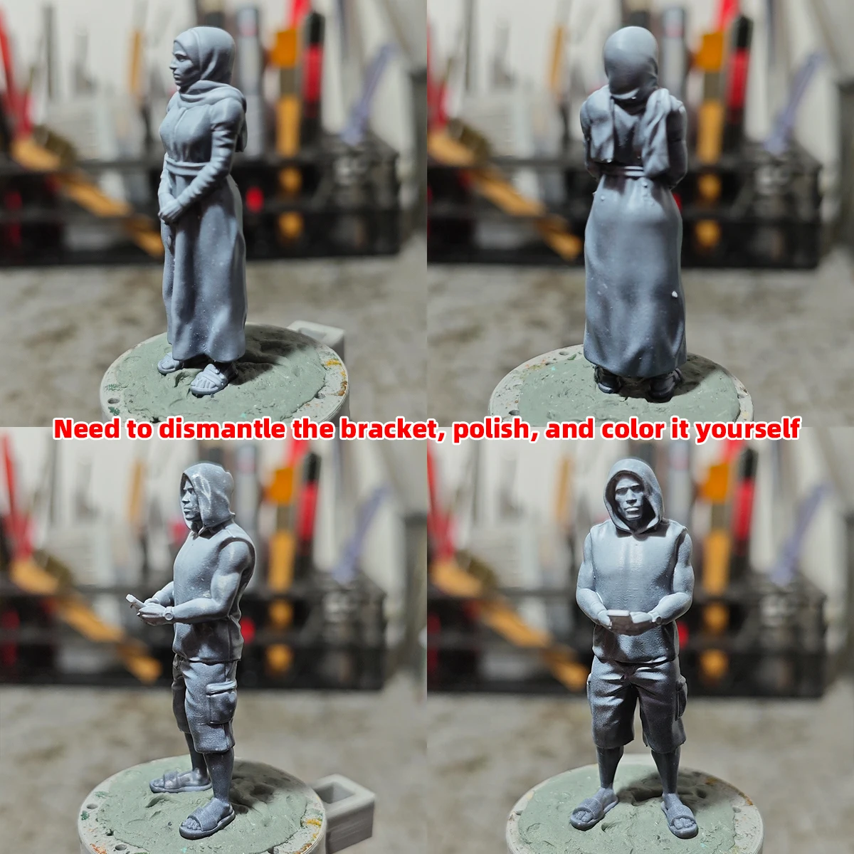 1/35 1/43 1/48 1/64 1/72 1/87 HO Maßstab Modellbausatz 3D Harz Miniatur Soldatenfiguren Diorama Unbemalt Zivilisten aus dem Nahen Osten DIY – Detail 2