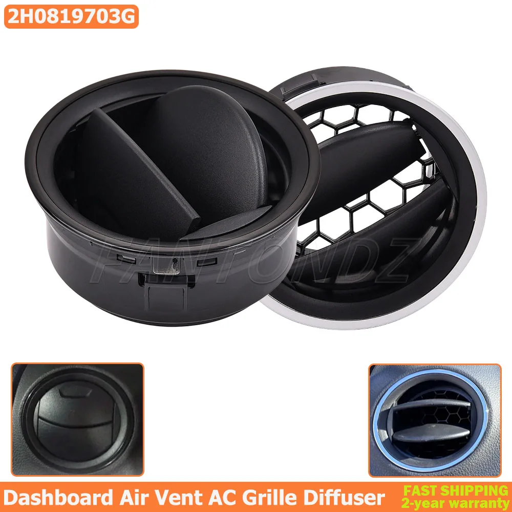 For VW Amarok MK1 2012-2016 Front Dashboard Air Vent AC Grille Diffuser ABS Surround 2H0819703G Black/Silver 2H0819703G041
