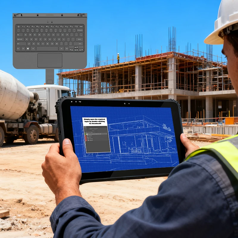 Industrial Rugged Tablet 12.2 Inch PC N5100 Windows 11 IP65 Waterproof Removable Keyboard 8GB RAM Dual Battery Professional Use