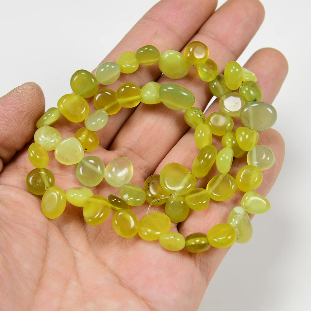 APDGG 5 Strands Natural Green Jade Stone Polished Top-drilled Freeform Nugget Loose Beads 15.5