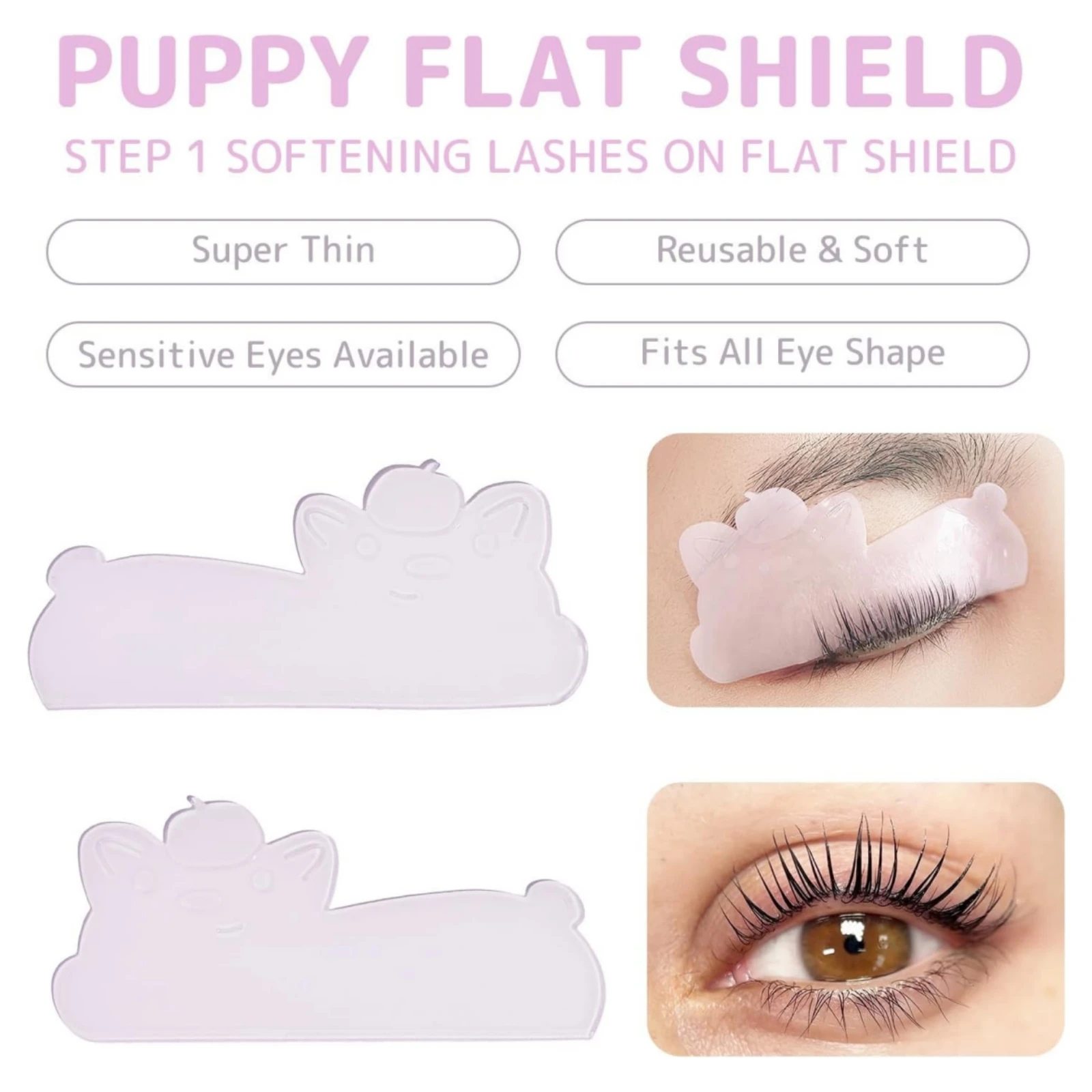 LOMANSA 1 Pair Flat Lash Lift Pads Ultra-Thin Korean Silicone Softening Shield For No.1 Perm Step Only & Lash Artist Eye Patch