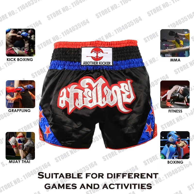 Muay Thai Shorts Mannen Vrouwen Kinderen Boksen Broek Sterren Vechtsport Kleding Gym Grappling Kickboksen Kooi Vechten Training Shorts
