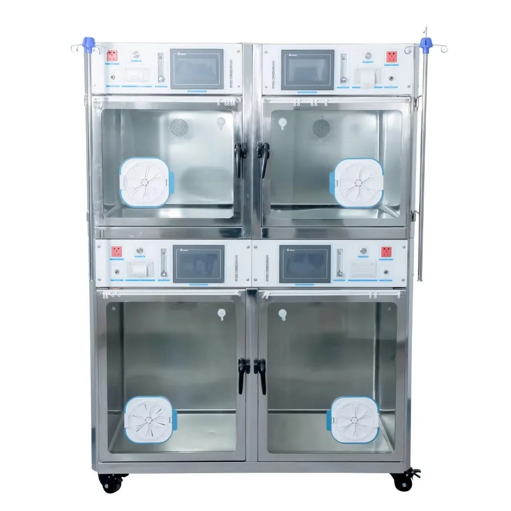 Multifunctional 304 stainless steel oxygen chamber ICU pet cage, new infrared heating pet cage for veterinary use
