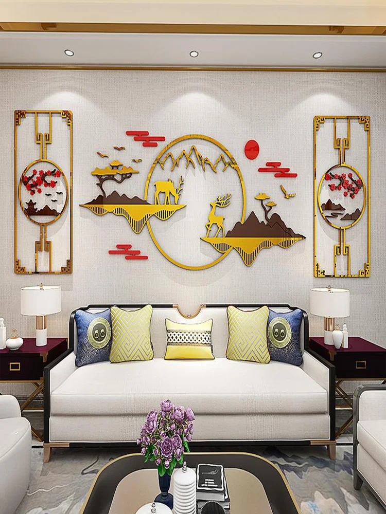 Chinese Zen 3D Three-Dimensional Acrylic Custom Restaurant Sofa Porch Layout Hotel Corridor Wall Decoration Stickers