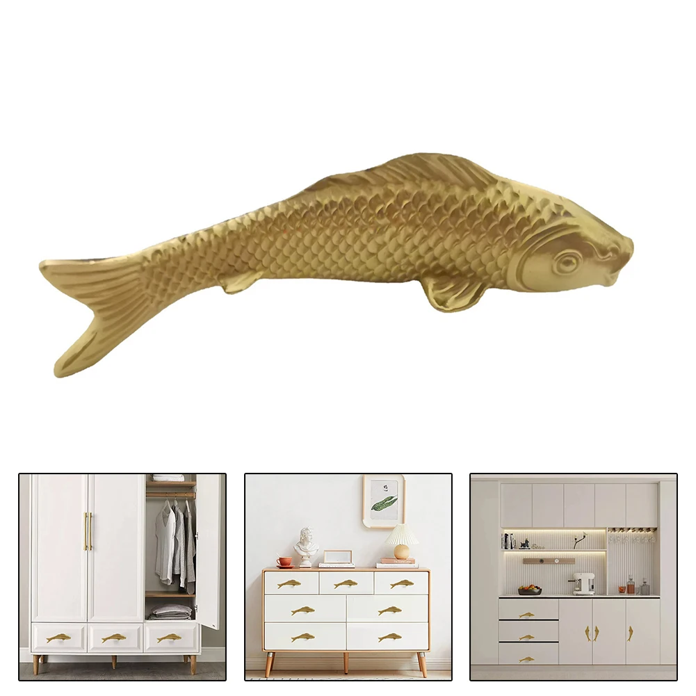 

Goldfish Shape Solid Brass Retro Knobs Door Handles Cabinet Wardrobe Drawer Pulls Single Hole Home Hardware Accessories