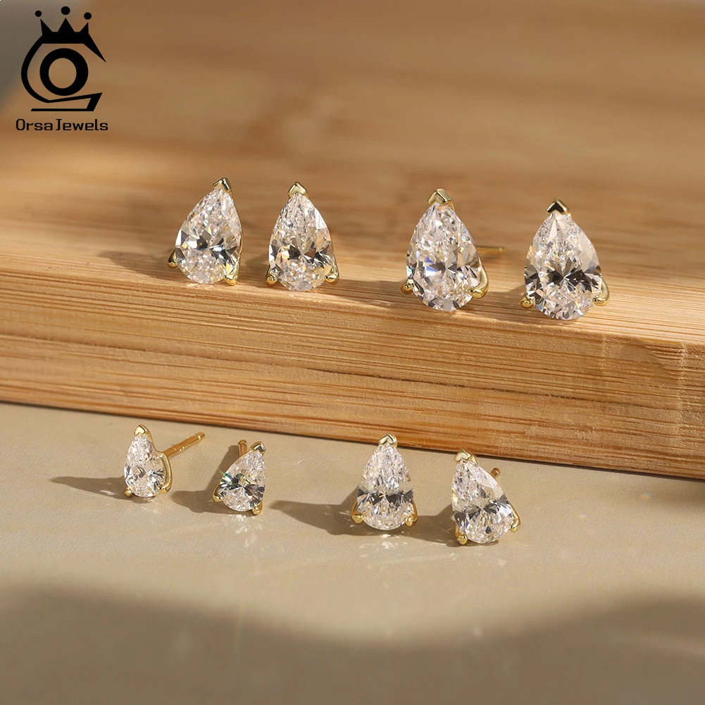 

ORSA JEWELS 0.5ct-2ct D Color Certified Moissanite Stud Earrings Lab Diamond 925 Sterling Silver Shiny Wedding Jewelry SMOE01