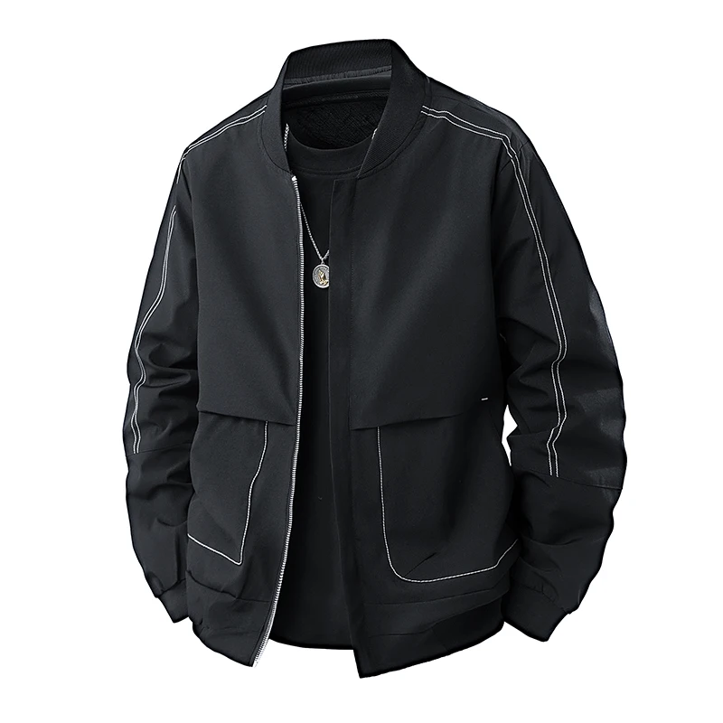New Fashion Men Streetwear Casual Baseball Jackets Good Quality Male Spring Autumn Big Pockets Loose Coats Men's Clothing Size 5