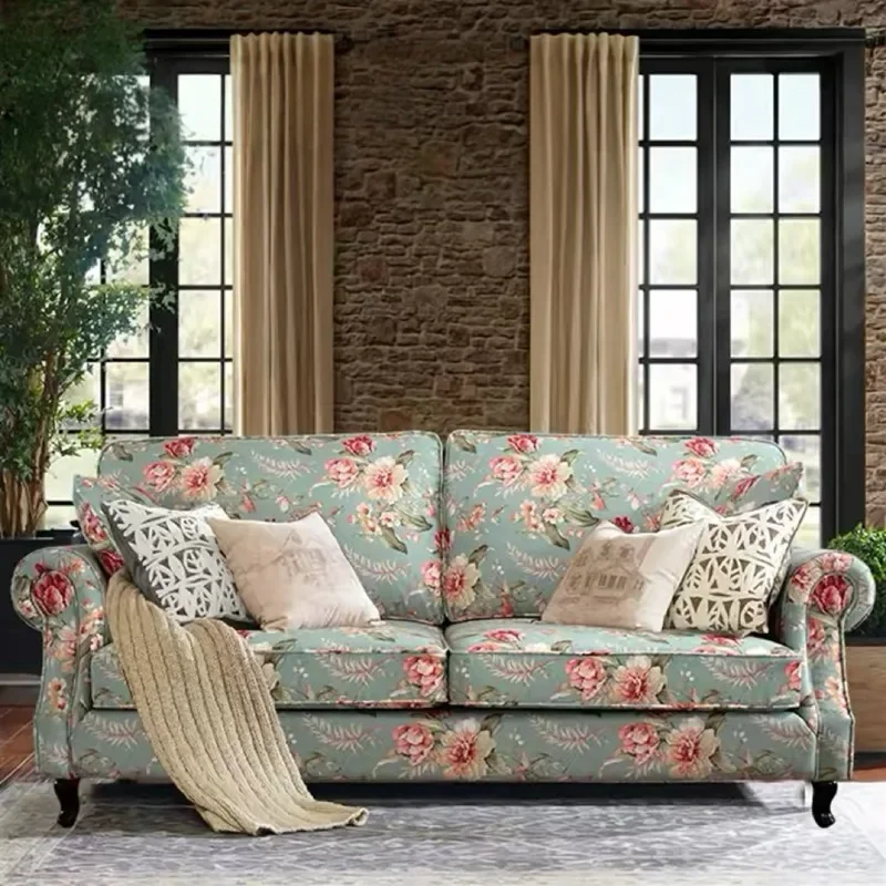 Relax Comfortable Pastoral Living Room Sofas Luxury French Double Pattern Sofa Soft Adults Lounge Home Furniture Accessories