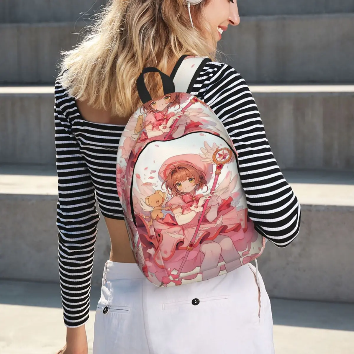 Sakura & Kero Backpack Student Boys Girls BookBag Kids School Bag Laptop Shoulder Bags for Men Women