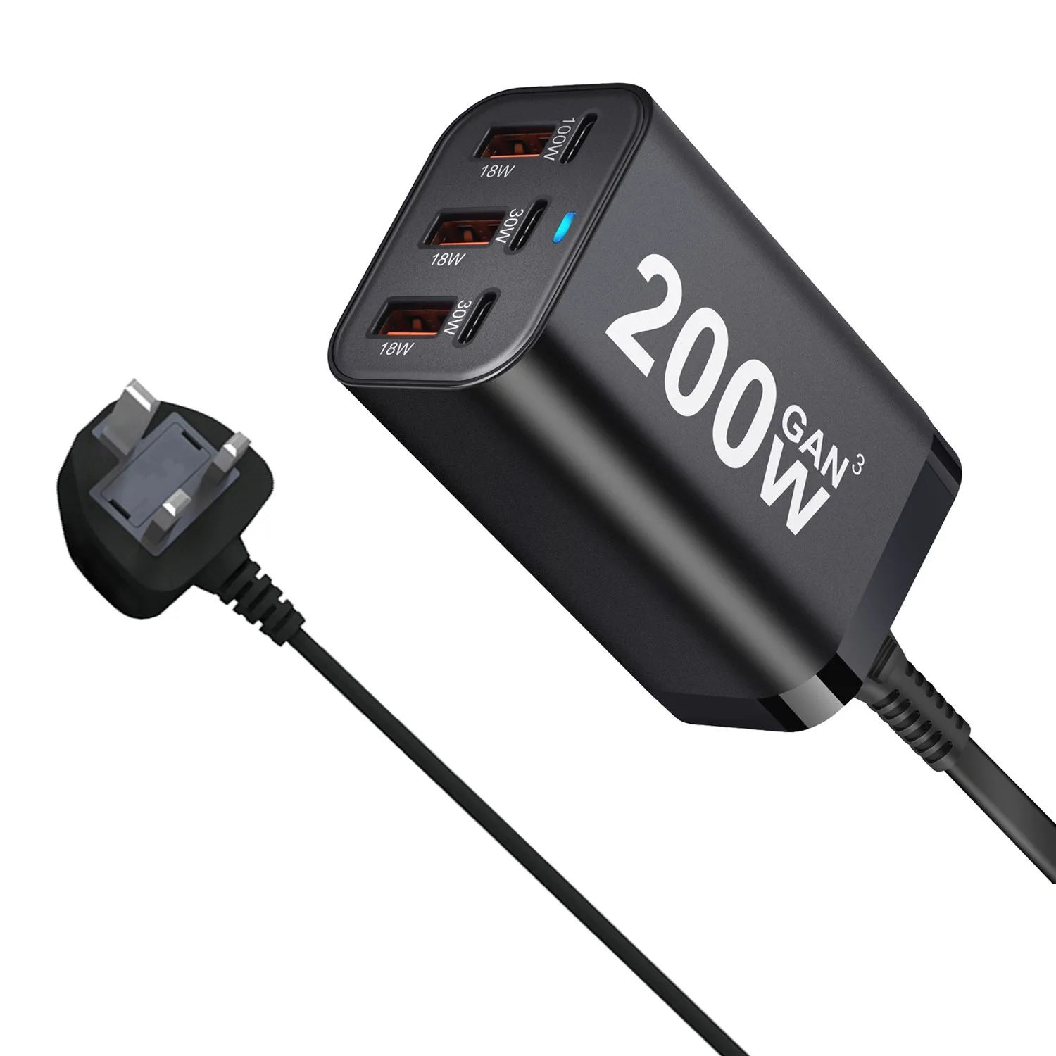USB C Snel 200W 6-poorts opladen Snelle GaN-oplader Voedingsadapter voor iPhone 14/13/12-serie, Samsung Galaxy S23/S22/S21