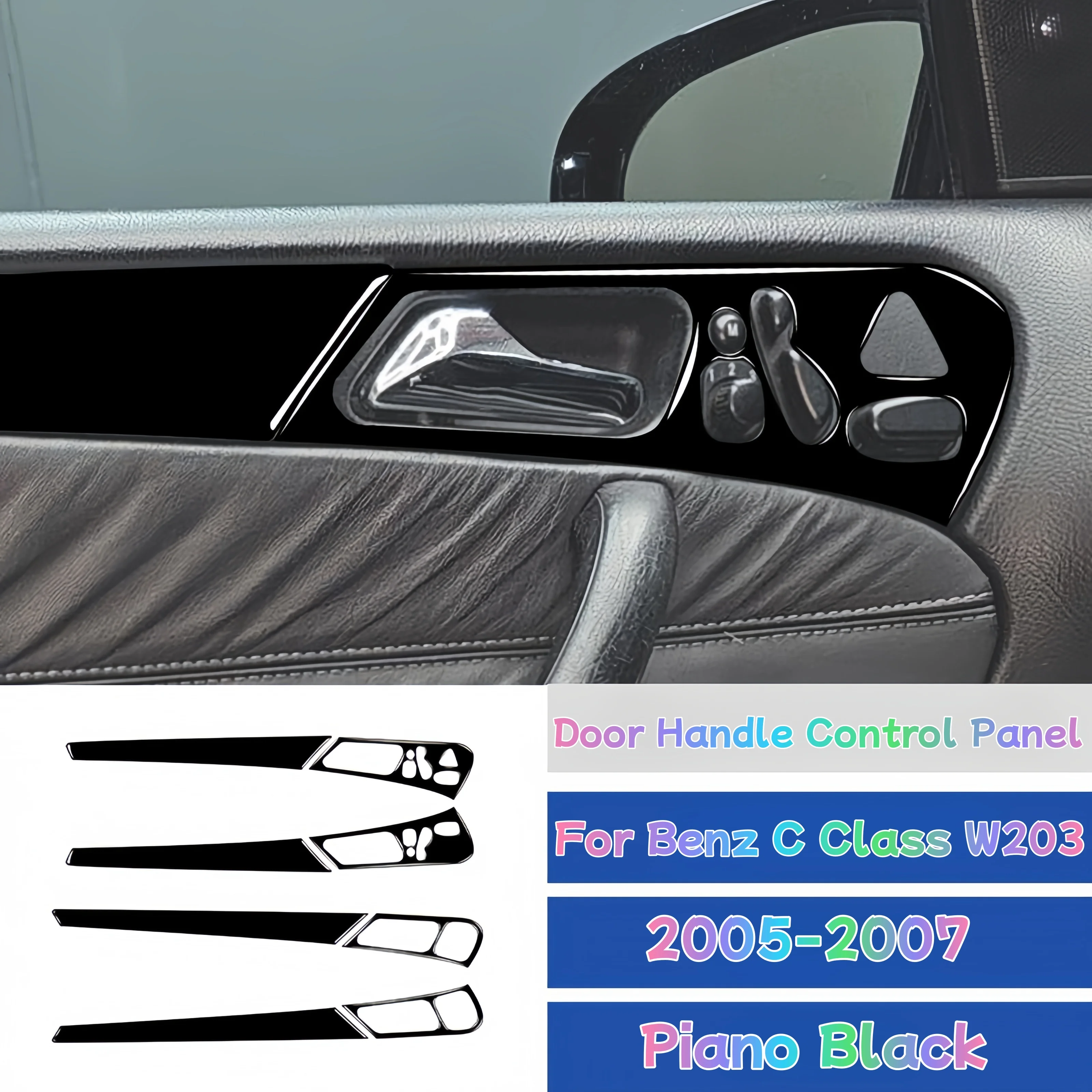 

For Mercedes Benz C-Class W203 2005-2007 Piano Black Car Door Handle Switch Control Panel Cover Trim Sticker Auto Accessoires