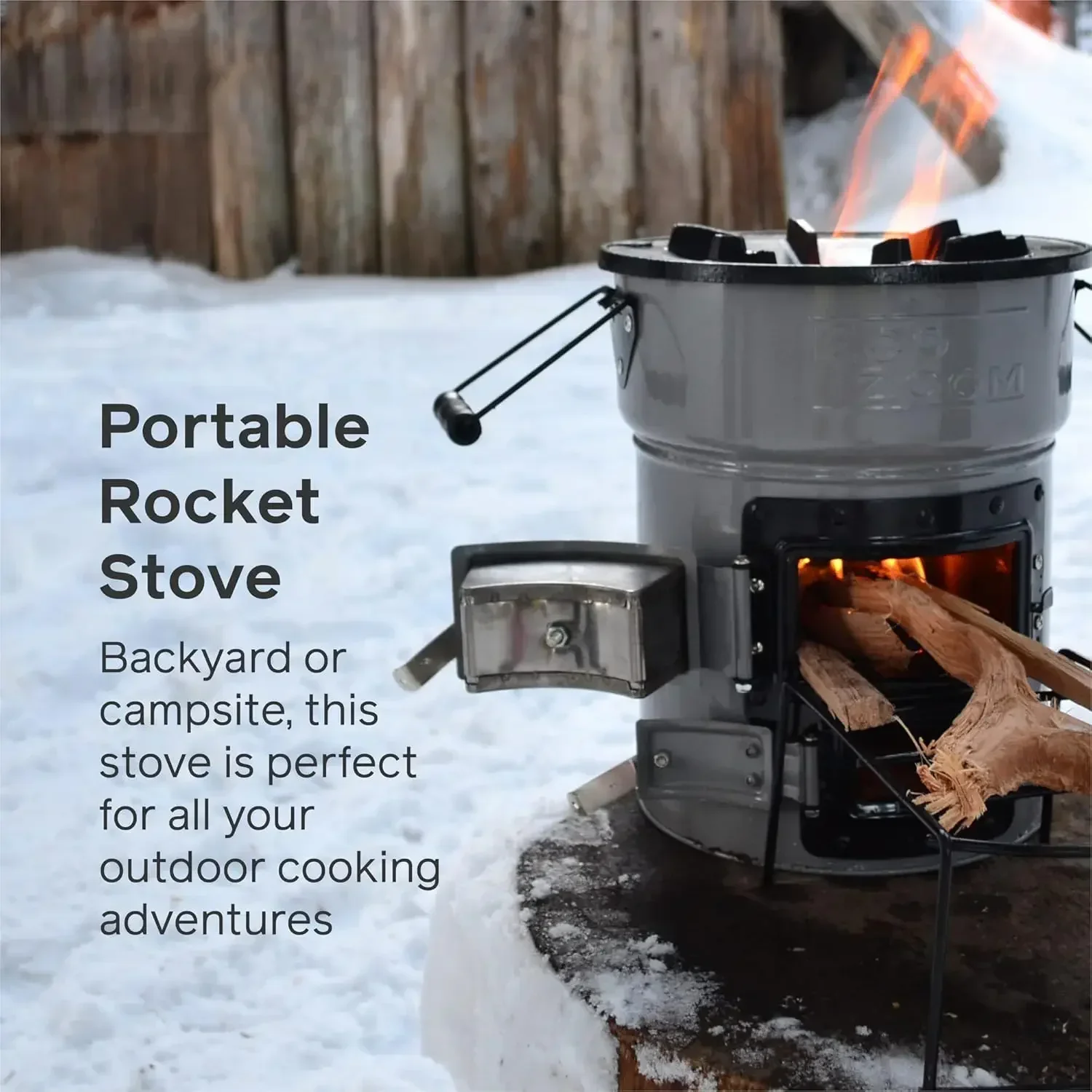 

XMSJ-Rocket Stove Сверхмощная портативная походная плита для приготовления пищи на открытом воздухе, двойное топливо Versa (дерево и уголь)