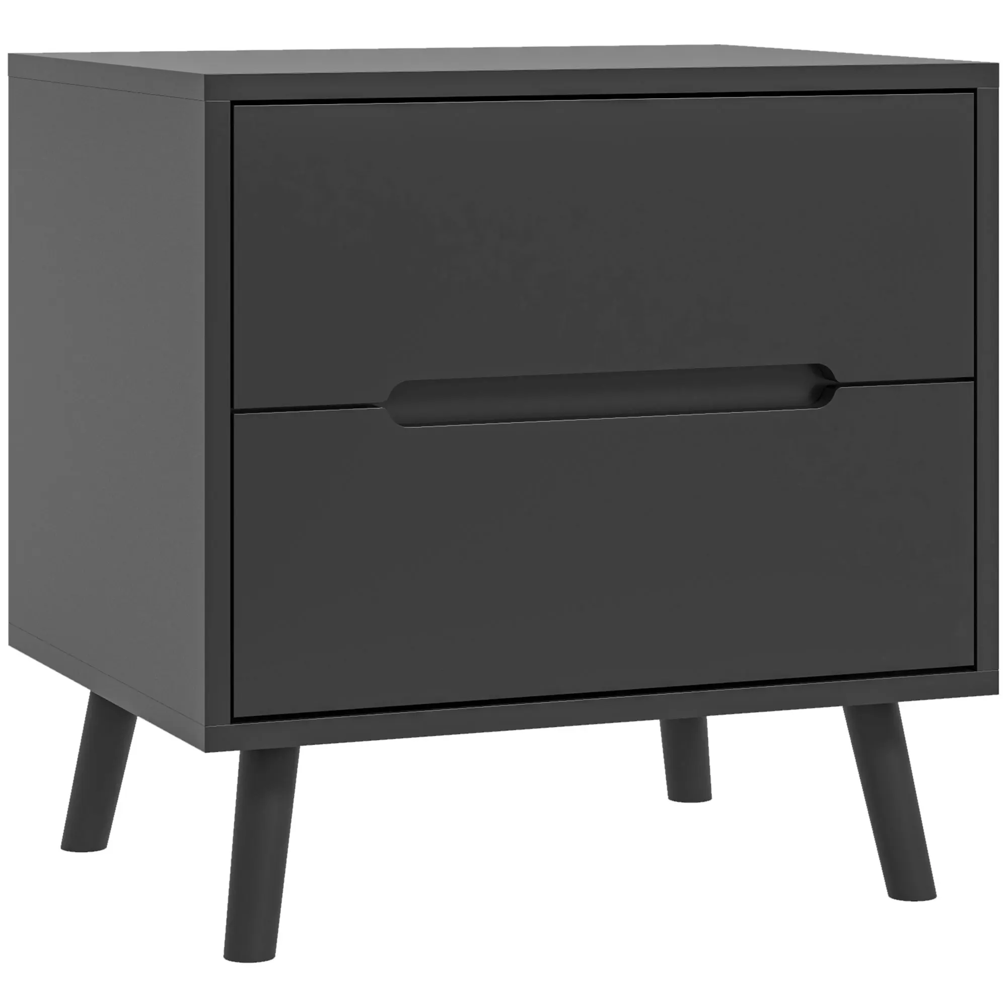 HOMCOM Mesa de Noche con 2 cajones, estilo moderno para dormitorio, salón, 50x40 x cm, Negro