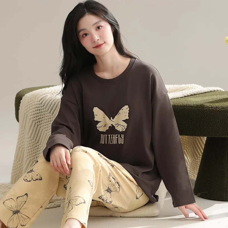 

Элегантные пижамные комплекты для женщин: праздничный стиль, хлопок, вишневый узор, ночная одежда для отпуска, влагоотводящие, с круглым вырезом, рукавами-крылышками, длина до щиколотки, унисекс