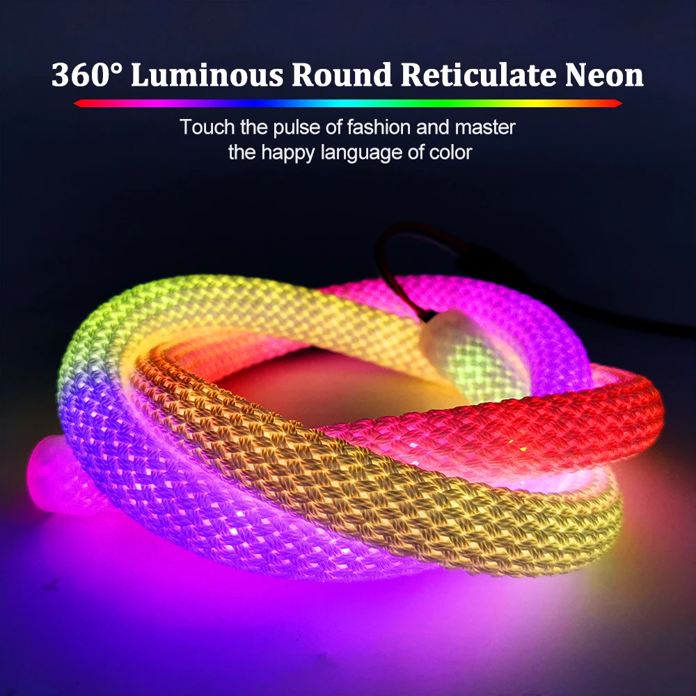 DC5V WS2812B DC12V WS2811 Round Reticulate Neon LED Strip Light 360 Degree Smart RGB Individually Addressable Flexible Silicone