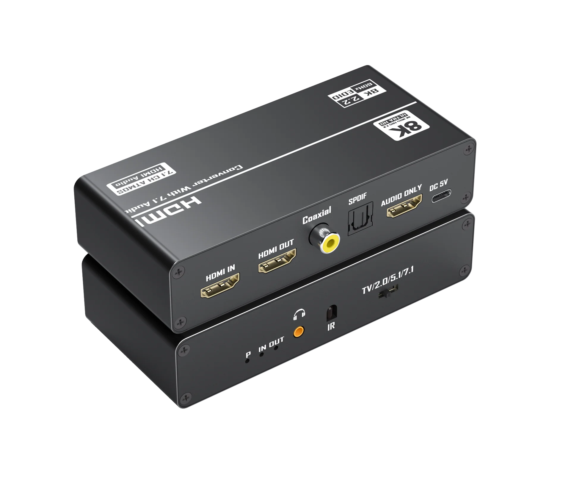 8K60Hz HDMI 2.1 Audio Extractor 48Gbps Optical Coaxial 3.5mm Audio Extractor Supports 3D VRR Dolby for PS4/PS5 Switch XBox
