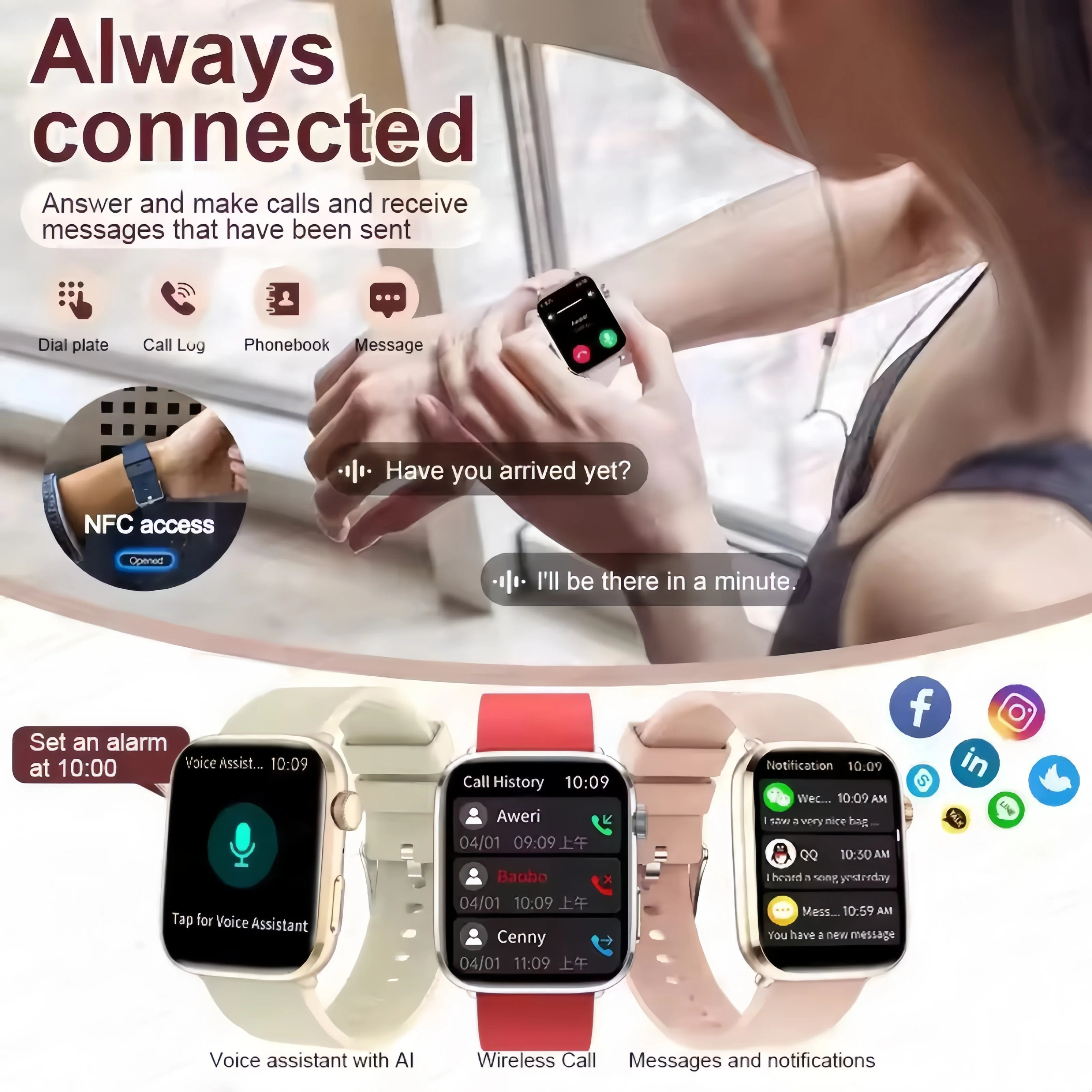 For Xiaomi Redmi Smart Watch Women BT Call MET metabolism Heart Rate Menstrual Tracking Health Sleep Monitor Smartwatch 2025 New