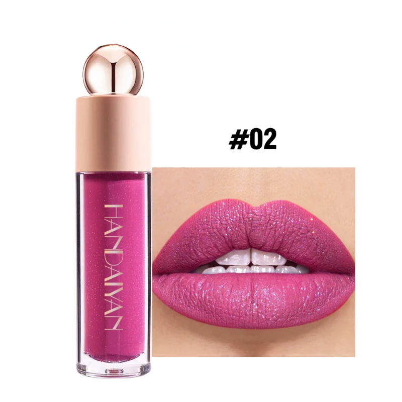 Lápiz labial líquido con purpurina mate, brillo de labios de diamante brillante, resistente al agua, brillo de larga duración, brillo de labios de perla, maquillaje de tinte de labios para mujeres, 1PC