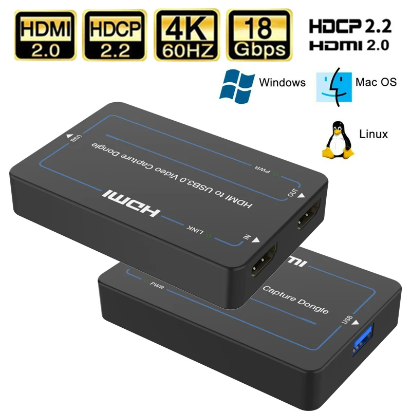 HDMI-compatible to usb video capture card dongle USB LAN Switch video Extractor Switcher Game Live Streaming 4K Screen Sharing