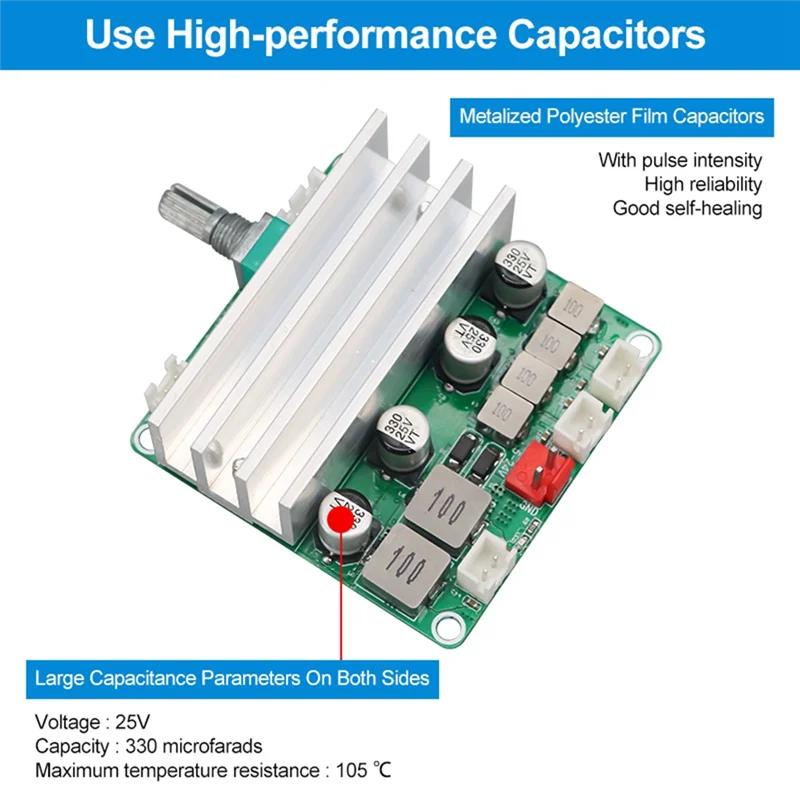 

B03B-Digital Audio Power Amplifier Board 2.1 Channel 2X50W&100W 12V-24V Home Theater DIY Amplifier Module With Bass Andtreble