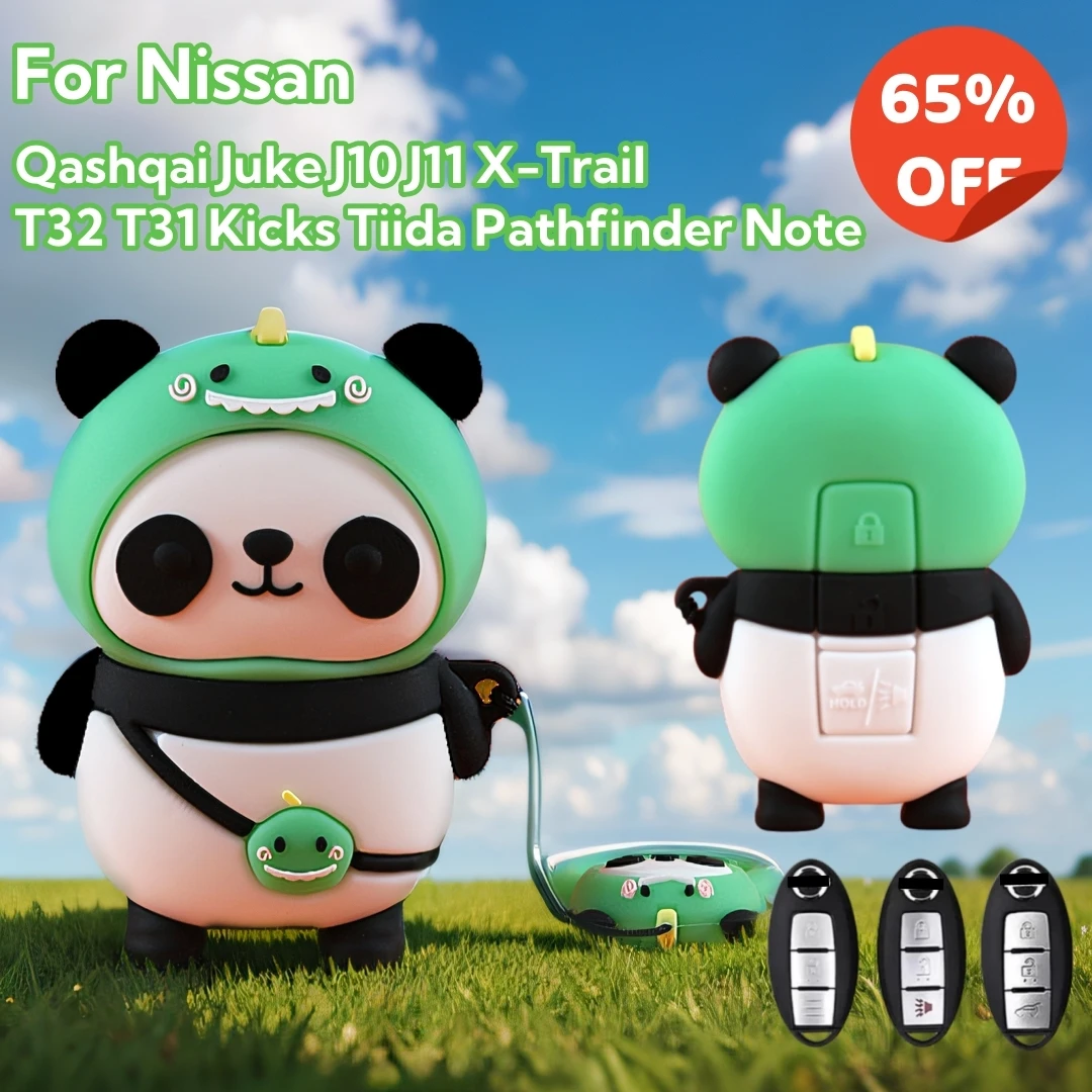 Dinosaur Panda Car Key Cover Case For Nissan Qashqai Juke J10 J11 X-Trail T32 T31 Kicks Tiida Pathfinder Note Car Accessories