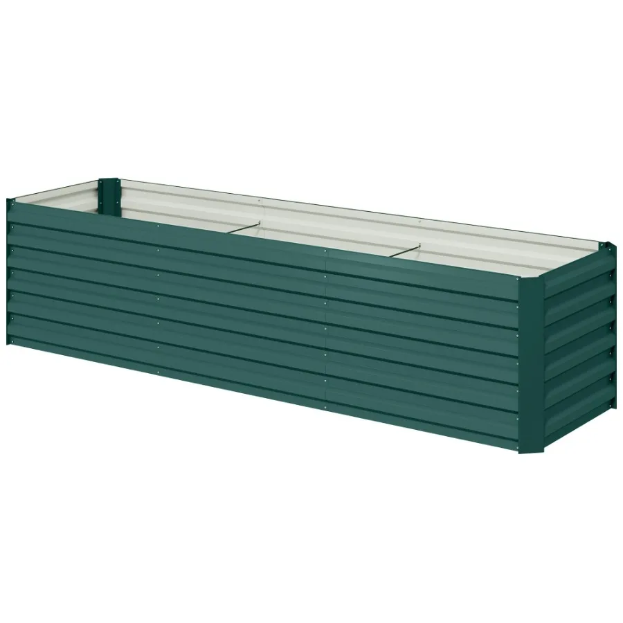 

8x2x2ft Galvanized Raised Garden Bed Kit with Safety Edging for Flowers Herbs and Vegetables Green