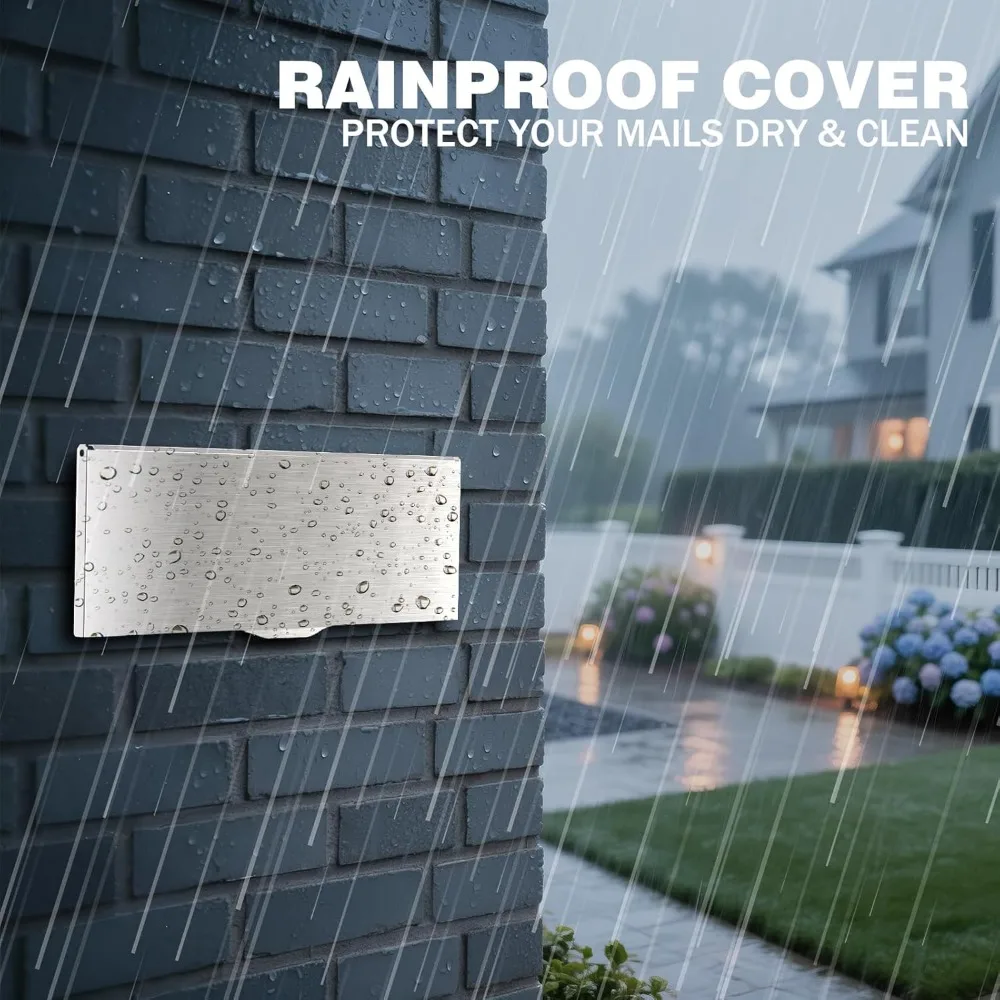 Pochar Through The Wall Drop Box مع قفل - صندوق بريد حائطي مع غطاء مقاوم للمطر ومزلق قابل للتعديل 10 بوصة - قفل عالي التحمل