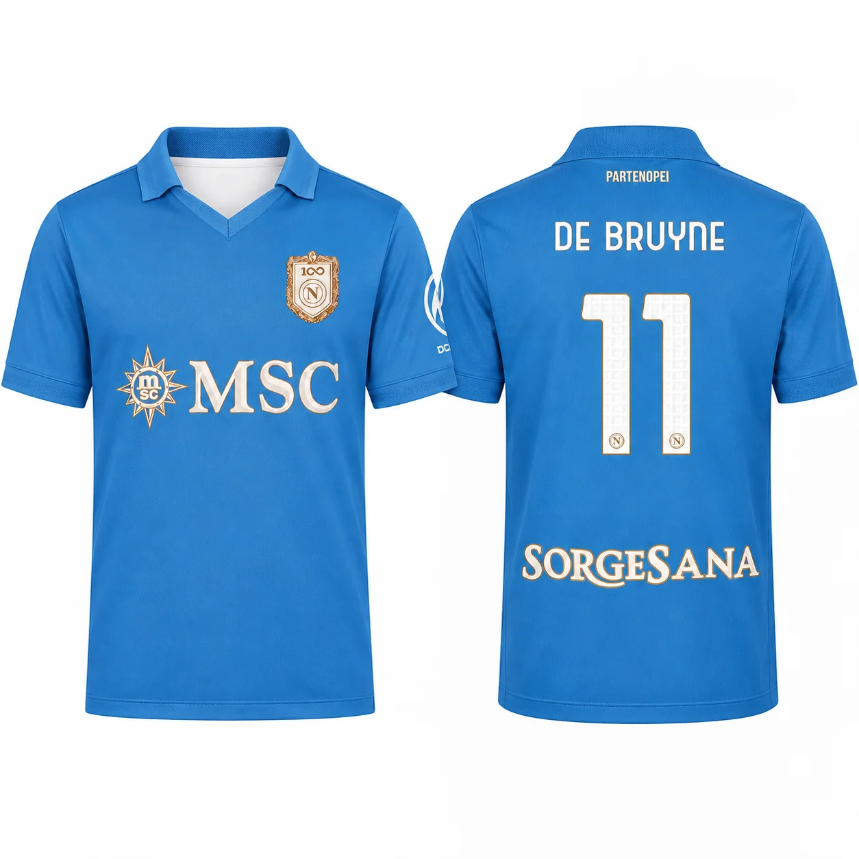 Soccer Jersey for Men 26-27 Season Blue Number 11 Short Sleeve Polo Collar Comfortable Match Day Casual Wear