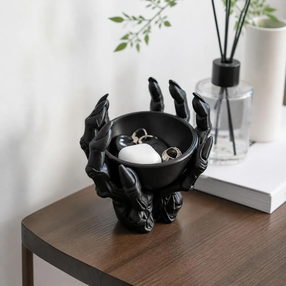 Home Decor Ornaments Skeleton Claw Statue 3D Printed Devil Claw Storage Bowl Gothic Style Halloween Decorations Gift