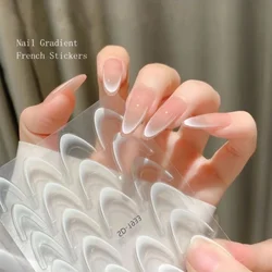 1pcs French Gradient Nail Art Sticker 5D Black/White Smile Line Design Nail Decals Self-Adhesive Nail Tips Guides For Nail Decor
