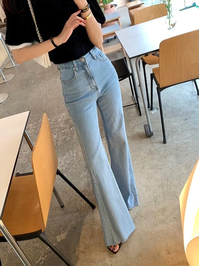 

Retro Slim Fit Long Skinny Jeans Women's Chic Design High Waist Straight Leg Denim Pants Summer Faion Trendy High Waist