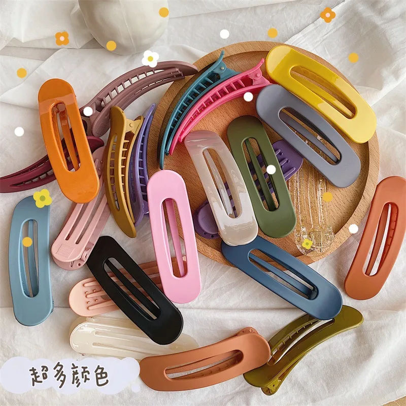 Large Duck Beak Hairpin Girl\'s Heart Plastic Frosted Oval Baking Varnish Top Clip Headdress Good Quality