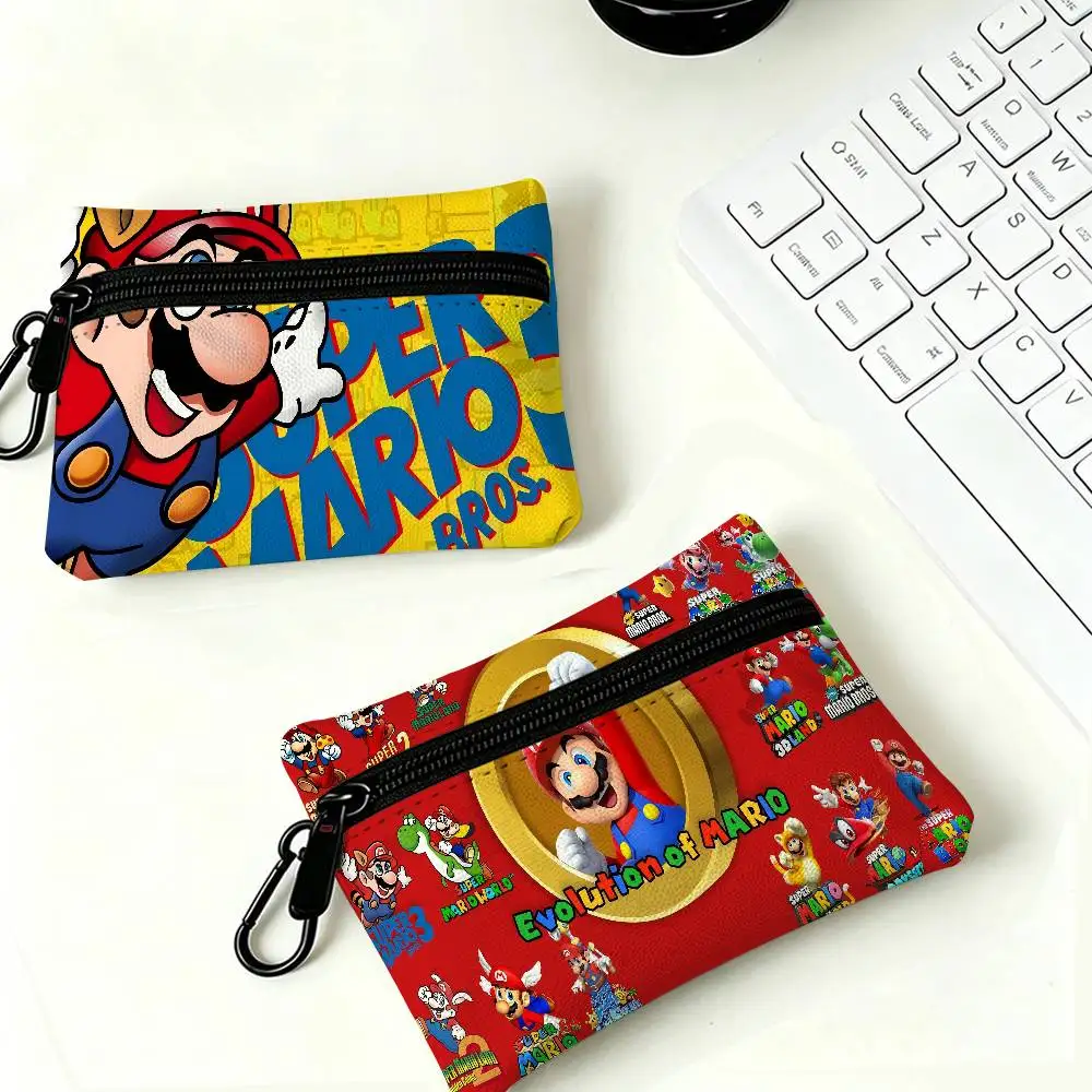 Super Mario Bros Game Waterproof Oxford Cloth Zipper Wallet Portable Hanging Small Coin Purse For Travel view 4