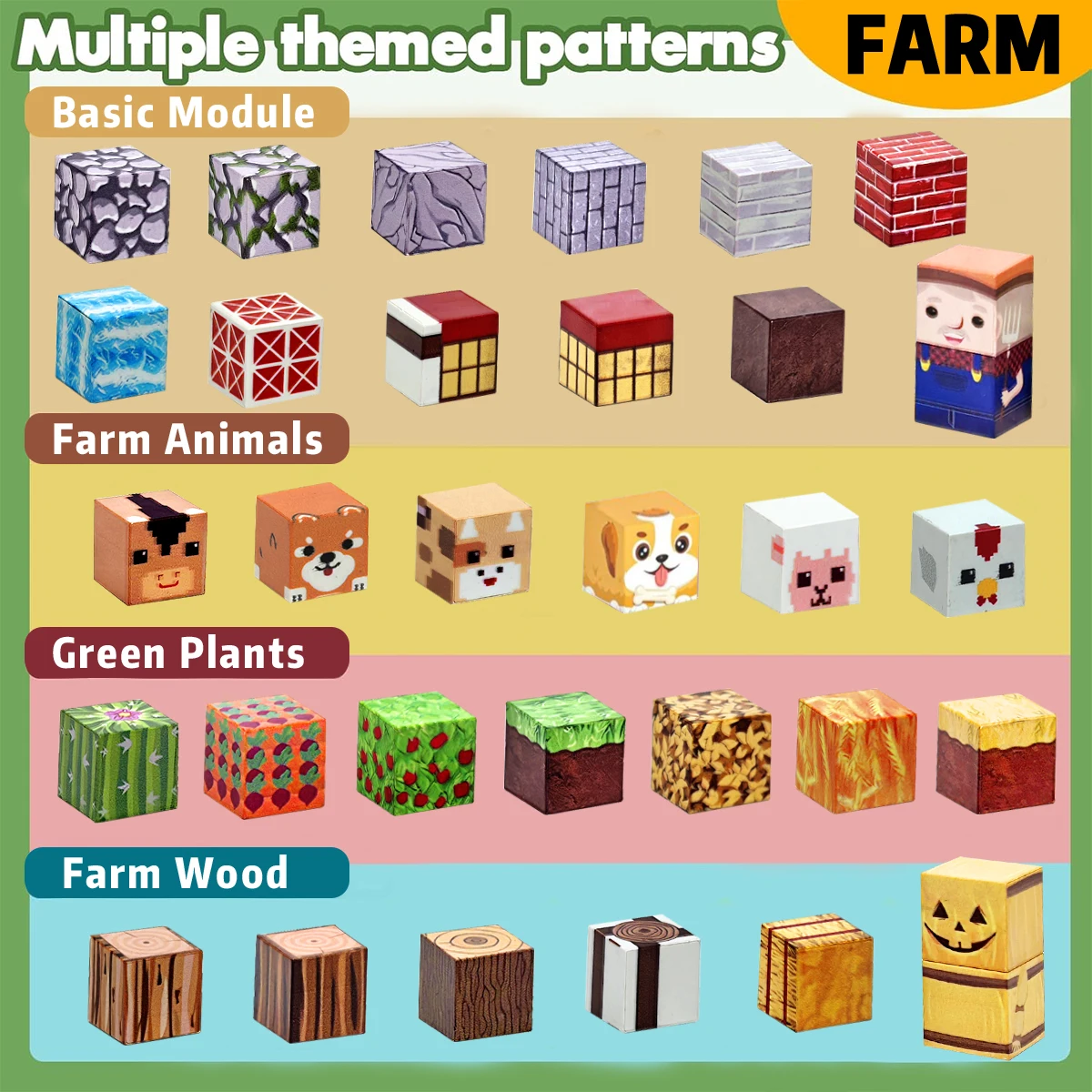 Magnetische Bausteine Bauernhof für Kinder Jungen Mädchen ab 3 Jahren Magnetwürfel-Set STEM Montessori Sinnesspielzeug