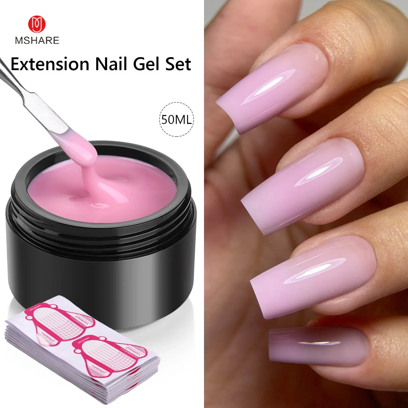MSHARE 50ML Selbst Nivellierung Verlängerung Nagel Gel Set UV Led Bau Gel Für Maniküre Verlängern Französisch Nail art Bauen nagel