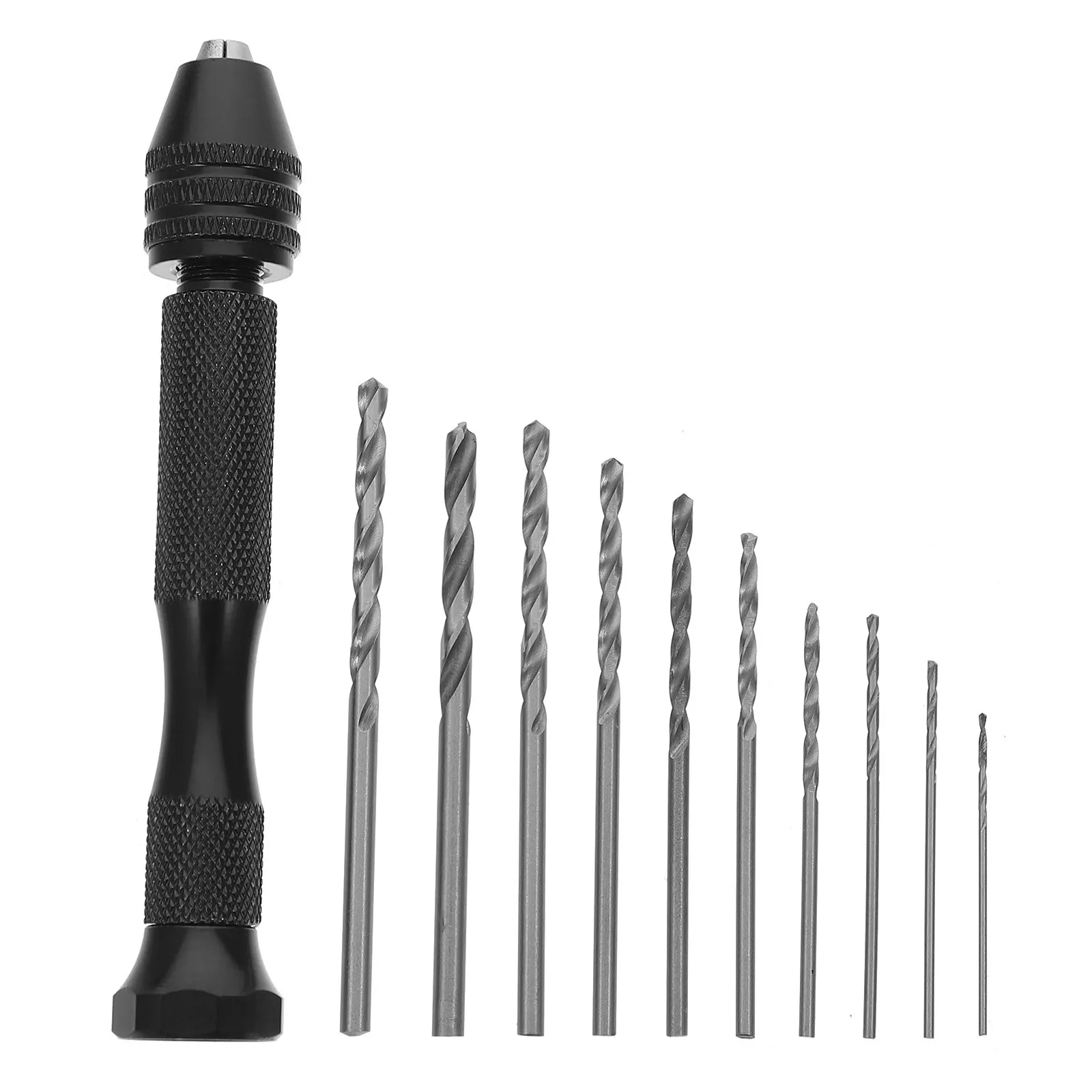 

1 set Hand Twist Drill Set Aluminum Alloy Small Woodworking Kit Pin Vise Manual Drill Clay Masonry Bit Ergonomic Design