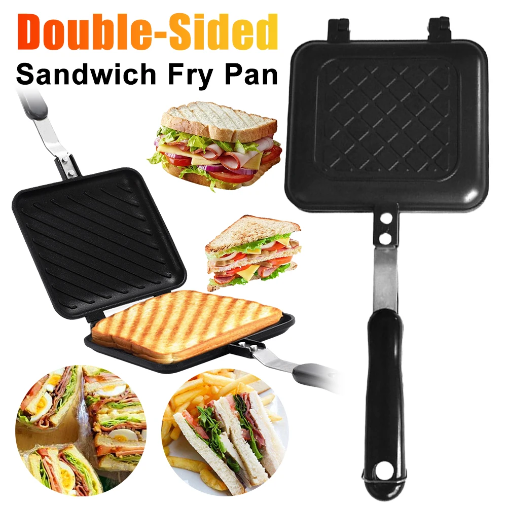 Sandwich Fry Pan Double-Sided Sandwich Machine Non-Stick Grill Frying Pan for Bread Toast Breakfast Omelets Baking Pancake Maker