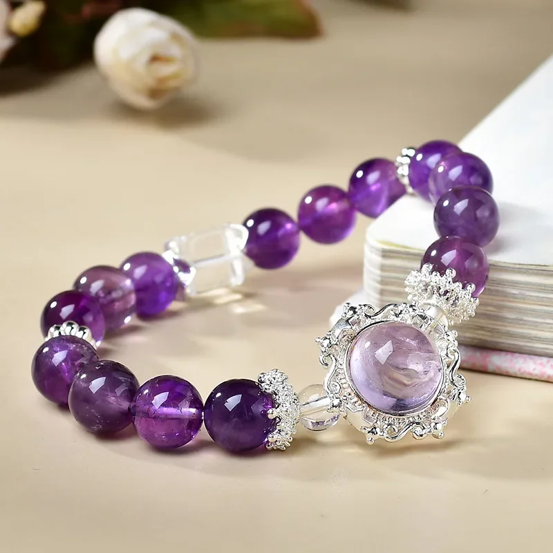

Natural Amethyst White Crystal Bracelet, Women's Light Luxury Fashion Lucky Bracelet, Jewelry, Gifts