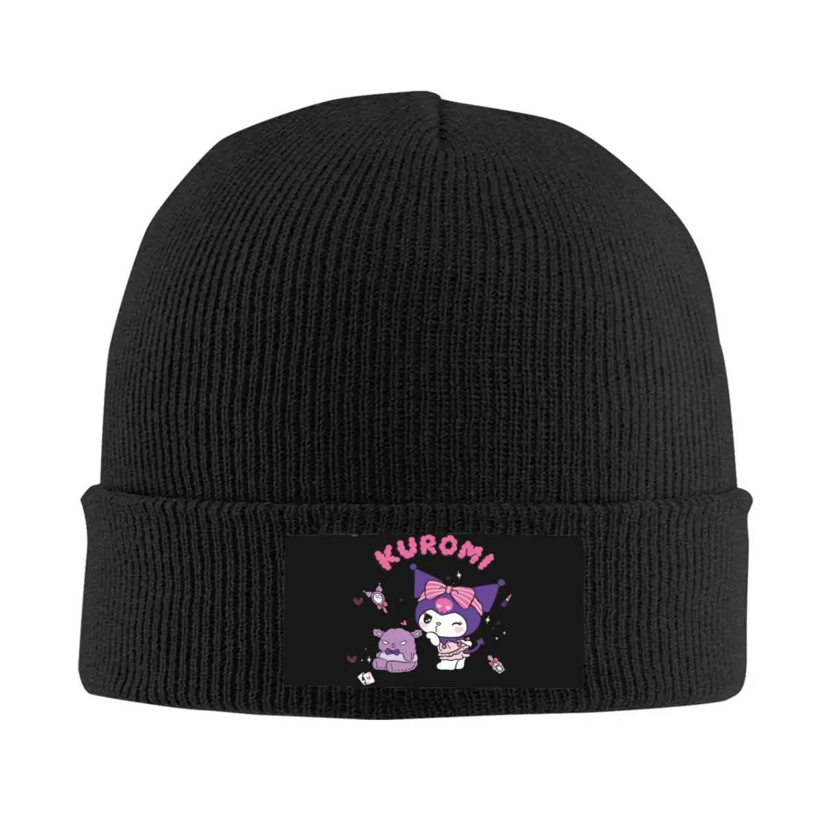 

Custom Kuromi Cartoon Anime Heart Skullies Beanies Caps Unisex Winter Warm Knit Hat Women Men Adult Bonnet Hats Outdoor Ski Cap