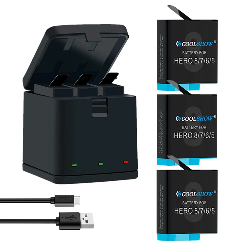 Аккумулятор на 1220 мА · ч для камеры gopro Hero 8 Hero 7 Hero 6 Hero 5 Black