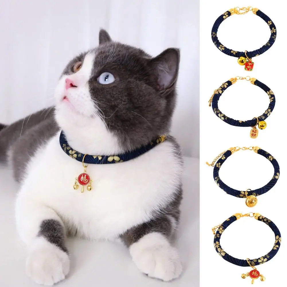 All-match Lightweight Kitten Dogs Collar Necklace with Pendant Bell for Christmas